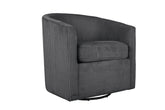 Dark Gray Corduroy Fabric 1pc Swivel Accent Chair U-Backrest Living Room Plush Cushion Chair Metal Base
