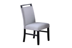 Contemporary Style 2pc Dining Chairs w Wooden handle Upper back Rest Charcoal Wooden Legs Soft Fabric Upholstered Chair
