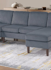 3pc Sectional Set RAF/LAF Chaise Armless Loveseat Dark Gray Corduroy Couch Relax Modern Comfort Living Room