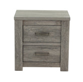 Bedroom Furniture Rustic Light Grey Simple 1pc Nightstand 2-Drawers Bed Side Table Solidwood