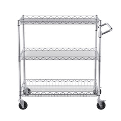 3-Tier Utility Cart Rolling Cart on Wheels 30"x18"x32.4" 661 LBS 6 Hooks