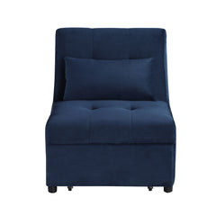 Modern Lift Top Storage Bench with Pull-out Bed 1pc Dark Blue Velvet Tufted Solid Wood Furniture