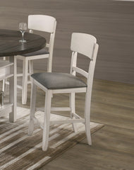 2pc Transitional Upholstered Counter Height Dining Chair Bar Stools Chalk Gray Finish Wooden Furniture