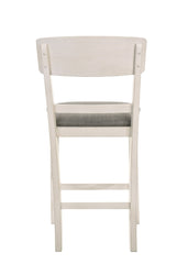 2pc Transitional Upholstered Counter Height Dining Chair Bar Stools Chalk Gray Finish Wooden Furniture