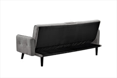 72" Sleeper Sofa Bed - Convertible Folding Backrest to Full Bed with Cup Holder & Drop-Down Table - Space Saving Linen Sofa for Small Spaces - Easy Assembly, Grey