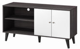 Amidon TV Stand for TVs up to 47.3", with 2 Storage Shelves& 1 Cabinet, Modern Entertainment Centre for TV in Living Room in Dark Gray + White