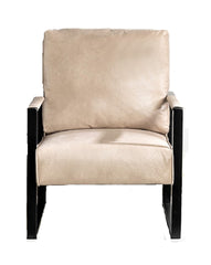 Direct Classic Mid Century Modern Accent Chair with Durable Square Metal Frame, Armchair for Living Room, Bedroom, Home Office in Spotted Microfiber Upholstery, Light Camel