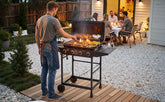 4 Burner BBQ Propane Gas Grill with Side Burner 42000 BTU Output Stainless Steel Barbecue Grill with Enamel-Coated Grates and Side Tables for Outdoor Cooking Kitchen and Patio Backyard.