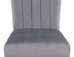 2pc Casual Upholstered Velvet Upholstery Chair Channel Tufted Back Wooden Dining Room Furniture Gray Black