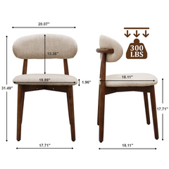 Light Camel Flannelette Upholstered Dining Chair with Walnut Solid Wood Legs, Armless Chair Set of 4 for Kitchen, Restaurant, Living, Meeting Room