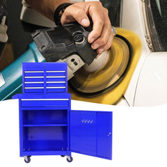 Rolling Tool Chest, 5-Drawer Tool Box Organizer w/Lockable Wheels & Sliding Drawers & Detachable Top & Adjustable Shelf, Tool Storage Cabinet for Garage Workshop(BLUE)