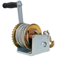 800LBS Hand Winch,with 32.8FT Steel Cable,Galvanized Shell,3.1:1 Gear Ratio Portable Winch,Two-Way Ratchet,Manual Operated Hand Crank Winch for Trailer, Boat or ATV Towing