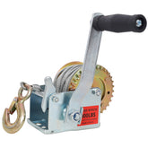 800LBS Hand Winch,with 32.8FT Steel Cable,Galvanized Shell,3.1:1 Gear Ratio Portable Winch,Two-Way Ratchet,Manual Operated Hand Crank Winch for Trailer, Boat or ATV Towing