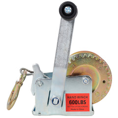 600LBS Hand Winch,with 26FT Steel Cable,Galvanized Shell,3.1:1 Gear Ratio Portable Winch,Two-Way Ratchet,Manual Operated Hand Crank Winch for Trailer, Boat or ATV Towing