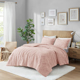 Twin Embroidered Medallion Faux Fur Ultra Plush Comforter Mini Set