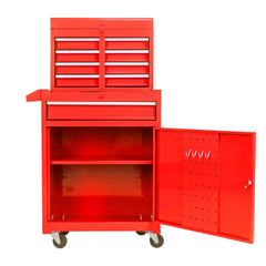 Rolling Tool Chest, 5-Drawer Tool Box Organizer w/Lockable Wheels & Sliding Drawers & Detachable Top & Adjustable Shelf, Tool Storage Cabinet for Garage Workshop(RED)