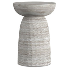 Boyd 13 inch Solid Mango Accent Table in White Wash