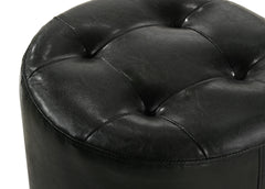 1pc Glam Contemporary Upholstered Round Swivel Vanity Stool Button Tufted Seat Black