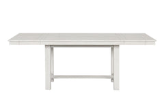 Rustic White Oak Dining Table w Leaves Block Trestle Base 1pc Table Dining Room Furniture