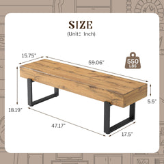 59" Wood Bench for Bedroom End of Bed, Farmhouse Indoor Kitchen Table Benches,Versatile Modern Shoe Bench for Entryway, Natural