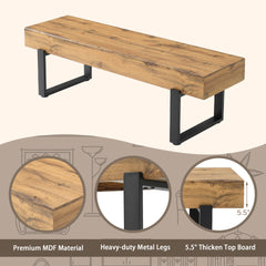 59" Wood Bench for Bedroom End of Bed, Farmhouse Indoor Kitchen Table Benches,Versatile Modern Shoe Bench for Entryway, Natural