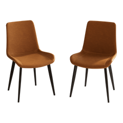 Dining Chairs 2PCS, Modern Kitchen & Dining Room Chairs, Upholstered Faux Leather Cushion Seat and Sturdy Metal Legs
