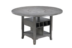Dining Room Gray 1pc Counter Height Table w Built in Lazy Suzan Storage Shelf Dining Table Bottom Functional Kitchen Table