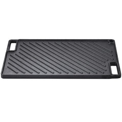 Reversible Grill/Griddle, 9.7"x16.7" Pre-Seasoned Cast Iron Griddle, Rectangular Double Burner Griddle Pan, Non-Stick Family Pan Cookware with Handles, Flat Top Plate for BBQ, Gas Grill, Black