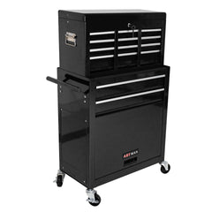 High Capacity Rolling Tool Chest with Wheels and Drawers, 8-Drawer Tool Storage Cabinet--BLACK