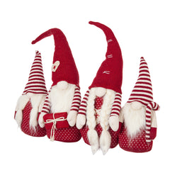 S/4 21.3x5.5x25.5" Fabric Red Gnomes Families Decor