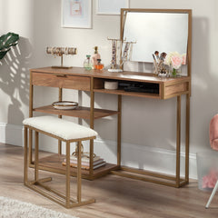 Vanity with Chic Storage, Brown finish