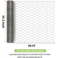 Silver galvanized metal hexagonal mesh, 21-gauge wire, rust-resistant garden net, suitable for floral arrangements, chicken wire, handicrafts, plant protection, and rabbit cages.