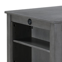 Gregorio 36" Gray Finish Small Space Counter Height Dining Table with USB Charging Ports and Shelves