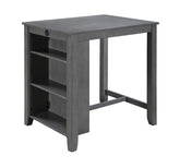 Gregorio 36" Gray Finish Small Space Counter Height Dining Table with USB Charging Ports and Shelves
