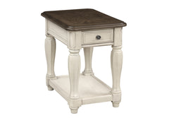 Antique White and Brown Chairside Table w/ Storage