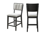 Set of 2 Light Gray Counter Height Dining Chair Fabric Upholstery High-back Dark Wooden Frames