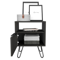Velvet Coffee Table, One Open Shelf, Single Door Cabinet