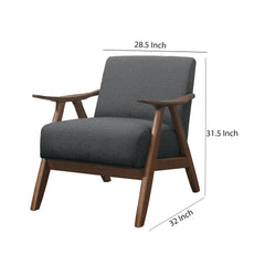 Fabric Upholstered Accent Chair with Curved Armrests, Gray