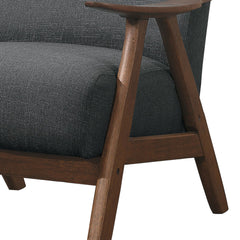 Fabric Upholstered Accent Chair with Curved Armrests, Gray