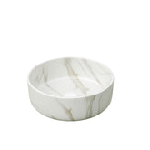 14'' Bathroom Sink, Round Vessel Ceramic Sink with Stone Pattern without Faucet, NO Cabinet, Glossy White
