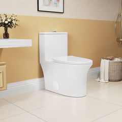 1.1/1.6 GPF Elongated Comfort Height Floor Mounted One-Piece Toilet, CUPC Certified, WaterSense Cetified, Ceramic, White Color, Soft Close Seat
