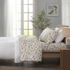4-Piece Full Printed Sheet Set,Tan Woodland Winter
