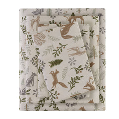 4-Piece Full Printed Sheet Set,Tan Woodland Winter