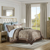 12 Piece Comforter Set with Cotton Bed Sheets Blue/Brown Queen