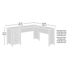 L-Shaped Desk with 1-Inch Thick Surface, Brown finish