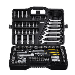 121-Piece Mechanics Tool Set 1/4" 3/8" 1/2" Drive Sockets SAE and Metric
