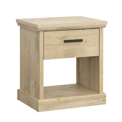Farmhouse Night Stand with Open Shelf and Smooth Drawer, Brown finish