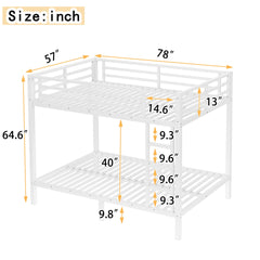Metal Full over Full Bunk Bed for Teens and Adults,Space-Saving/Noise Reduced/No Box Spring Needed,White