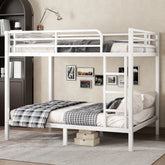 Metal Full over Full Bunk Bed for Teens and Adults,Space-Saving/Noise Reduced/No Box Spring Needed,White