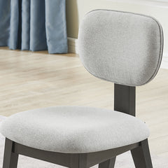 Valencia Set of 2 Light Gray Fabric Upholstered Dining Chairs with Gray Wood Frame – Comfortable Contemporary Seating